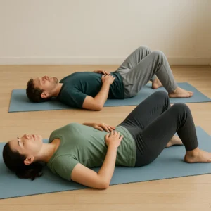 Darstellung von zwei Personen die die Beckenuhr praktizieren